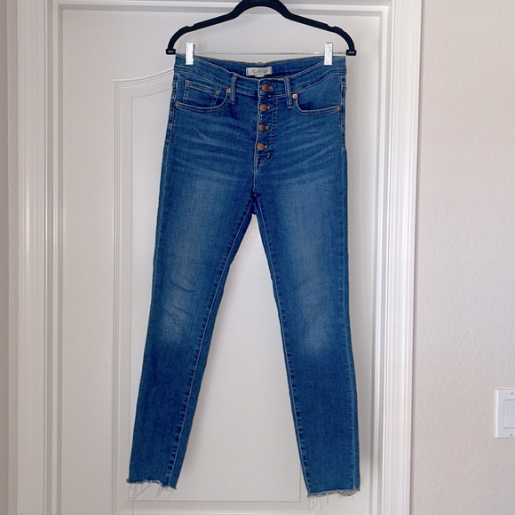 MADEWELL 9" Mid-Rise Skinny Jeans in medium wash Button-Front Edition SIZE 27. - Picture 3 of 16